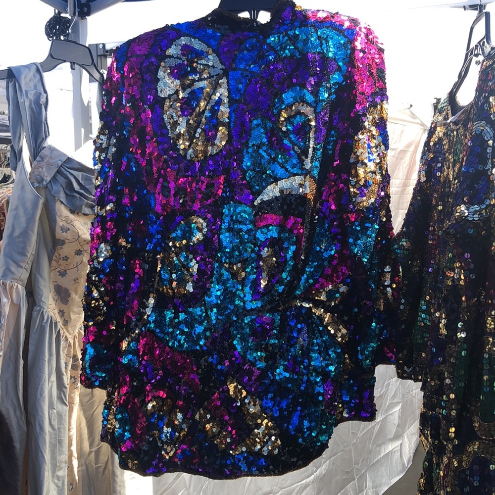 FINAL PRICE Amazing vintage silk beaded sequin jacket size large